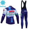 Soudal Quickstep Radbekleidung Radtrikot Langarm + Lang Trägerhose Winter Thermal Fleece 2023